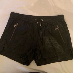 William Rast Black Leather Shorts